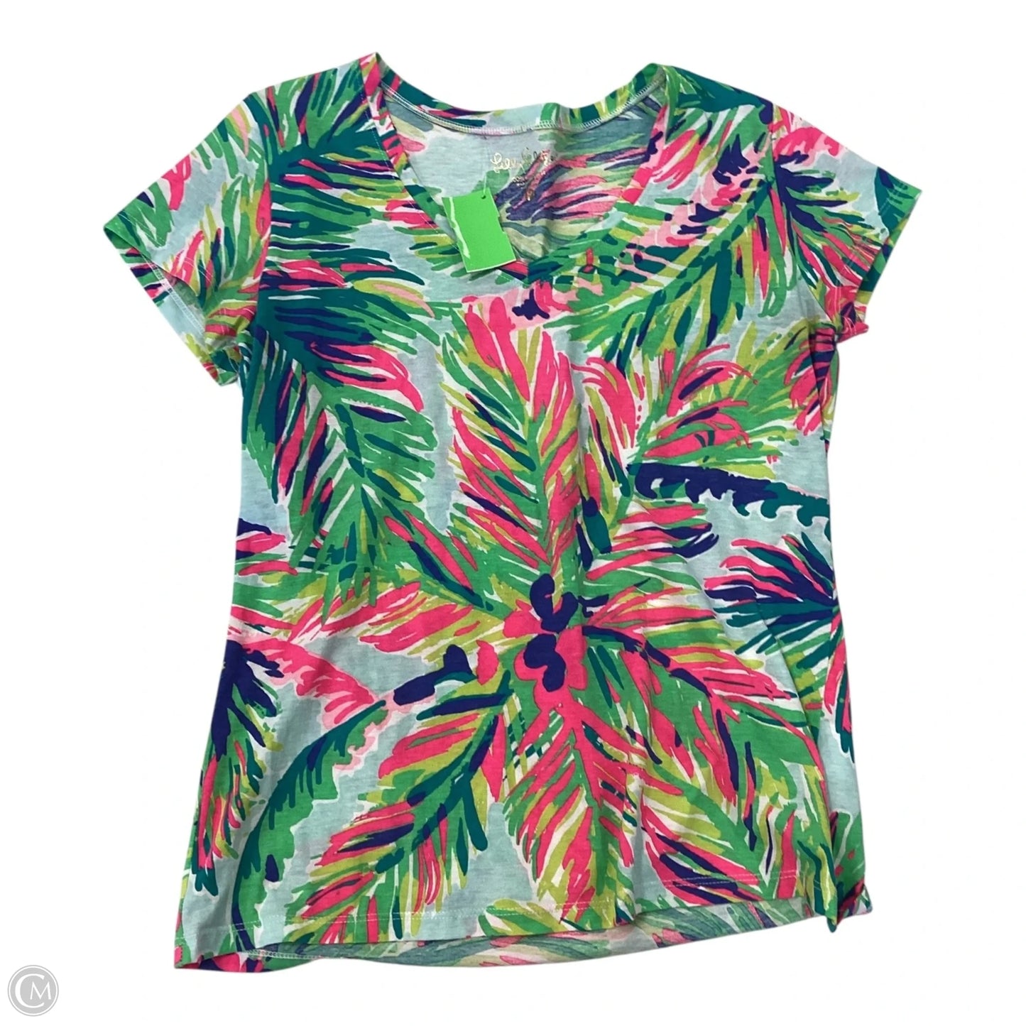 Top Short Sleeve Designer By Lilly Pulitzer In Tropical Print, Size: M