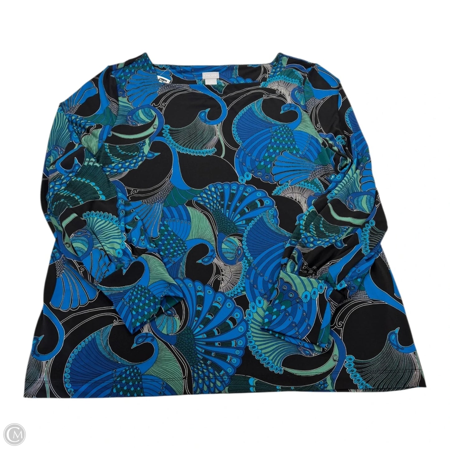 Top Long Sleeve By Chicos In Blue & Green, Size: Xl