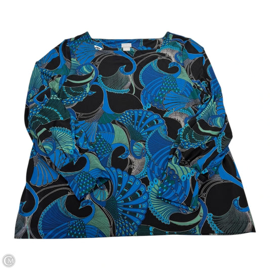 Top Long Sleeve By Chicos In Blue & Green, Size: Xl