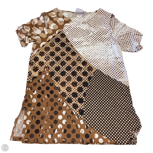 Top Short Sleeve By Chicos In Brown & White, Size: S
