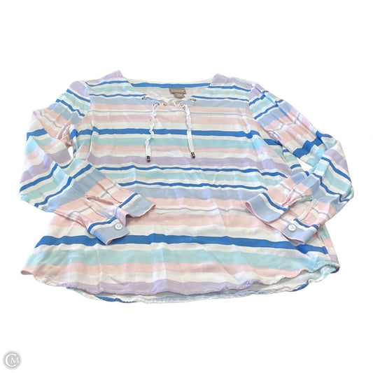 Top Long Sleeve By Chicos In Striped Pattern, Size: M