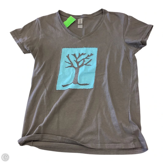 Top Short Sleeve By Gildan In Grey, Size: M
