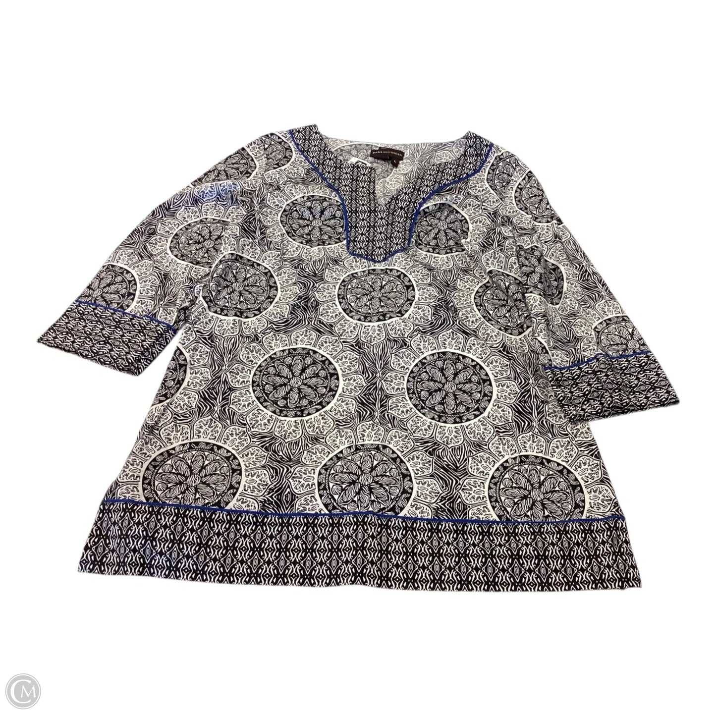 Top Long Sleeve By Dana Buchman In Black & White, Size: L