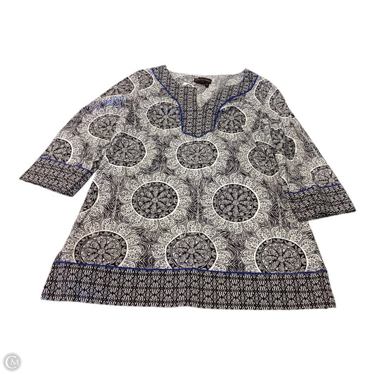 Top Long Sleeve By Dana Buchman In Black & White, Size: L