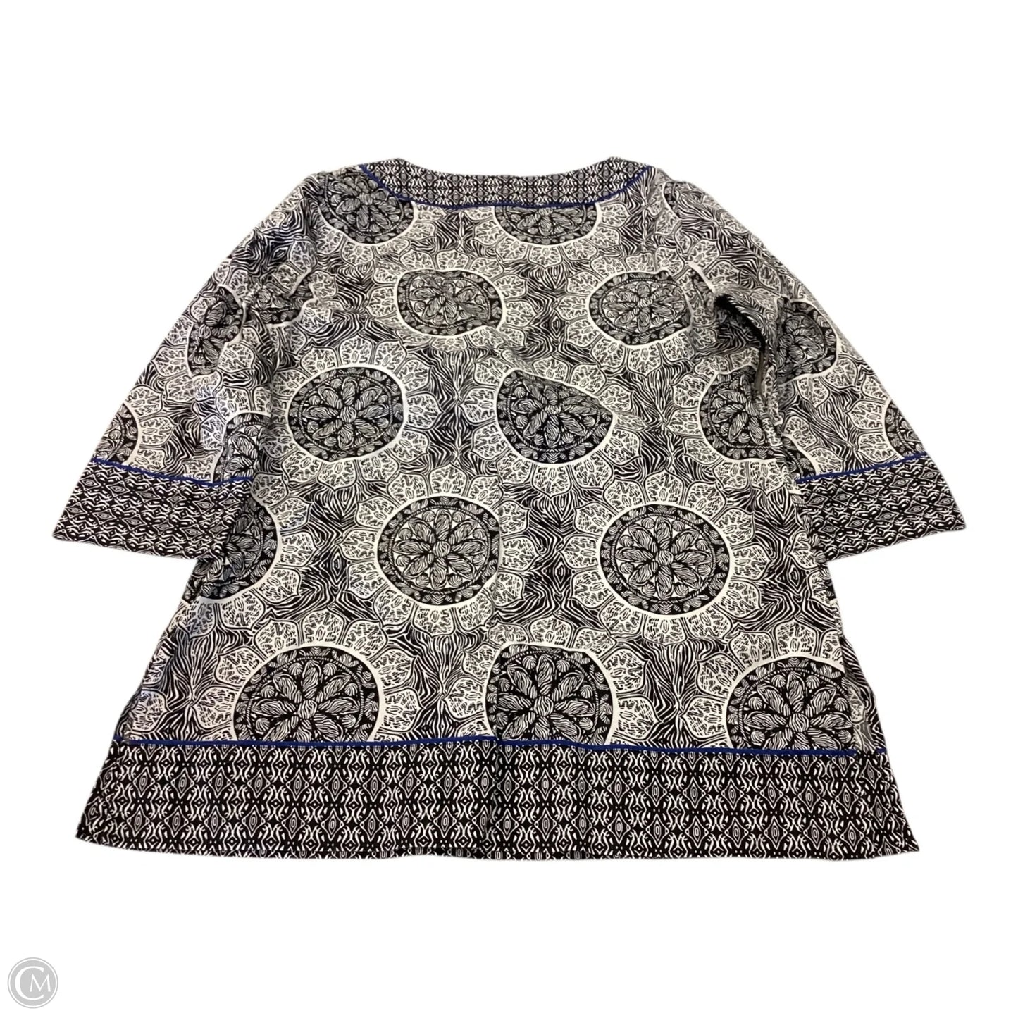 Top Long Sleeve By Dana Buchman In Black & White, Size: L