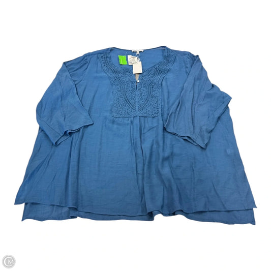 Top Long Sleeve By Spense In Blue, Size: 3x