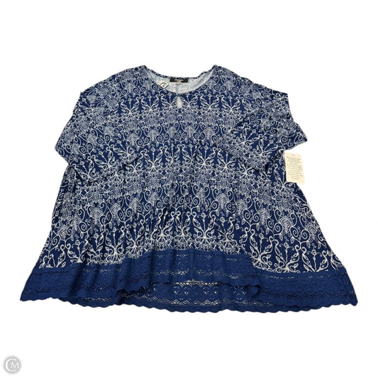 Top 3/4 Sleeve By Chelsea Studio In Blue, Size: 3x