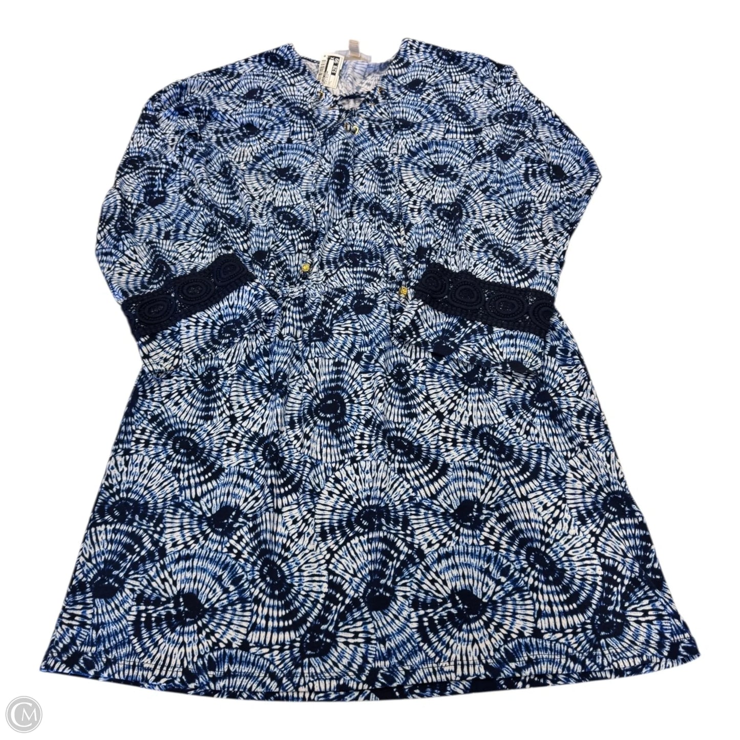 Dress Designer By Michael Kors In Blue & White, Size: L