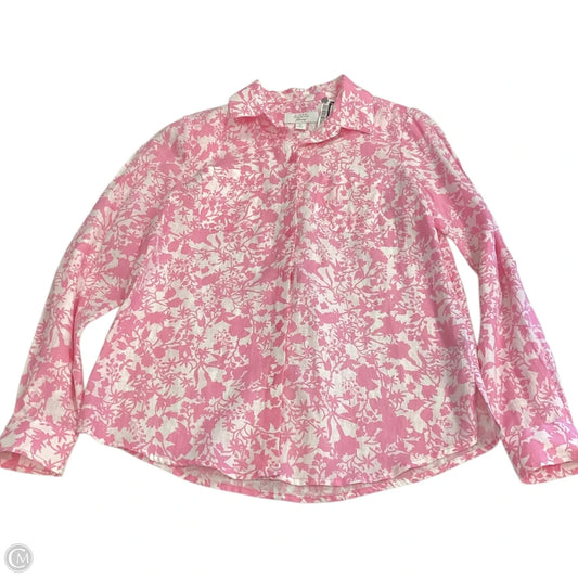 Top Long Sleeve By Charter Club In Pink & White, Size: Xs