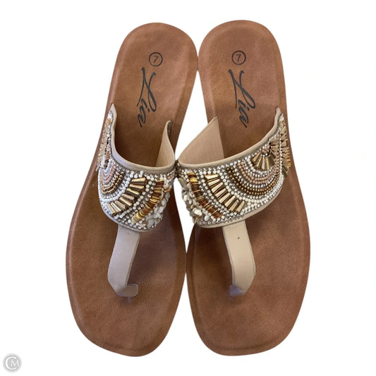 Sandals Flip Flops By Lia Sophia In Tan, Size: 7