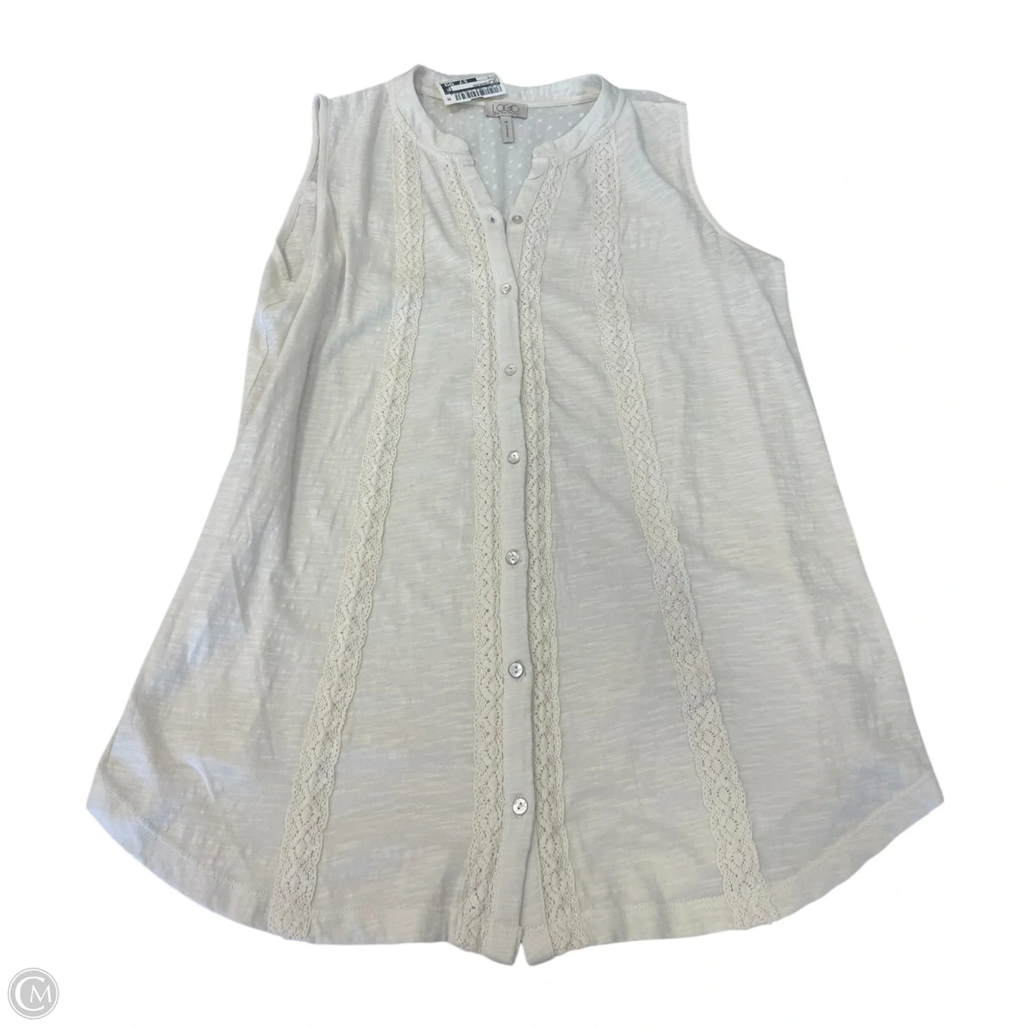 Top Sleeveless By Logo In Cream, Size: M