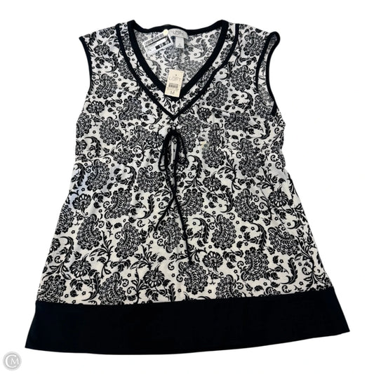 Top Sleeveless By Loft In Black & White, Size: M