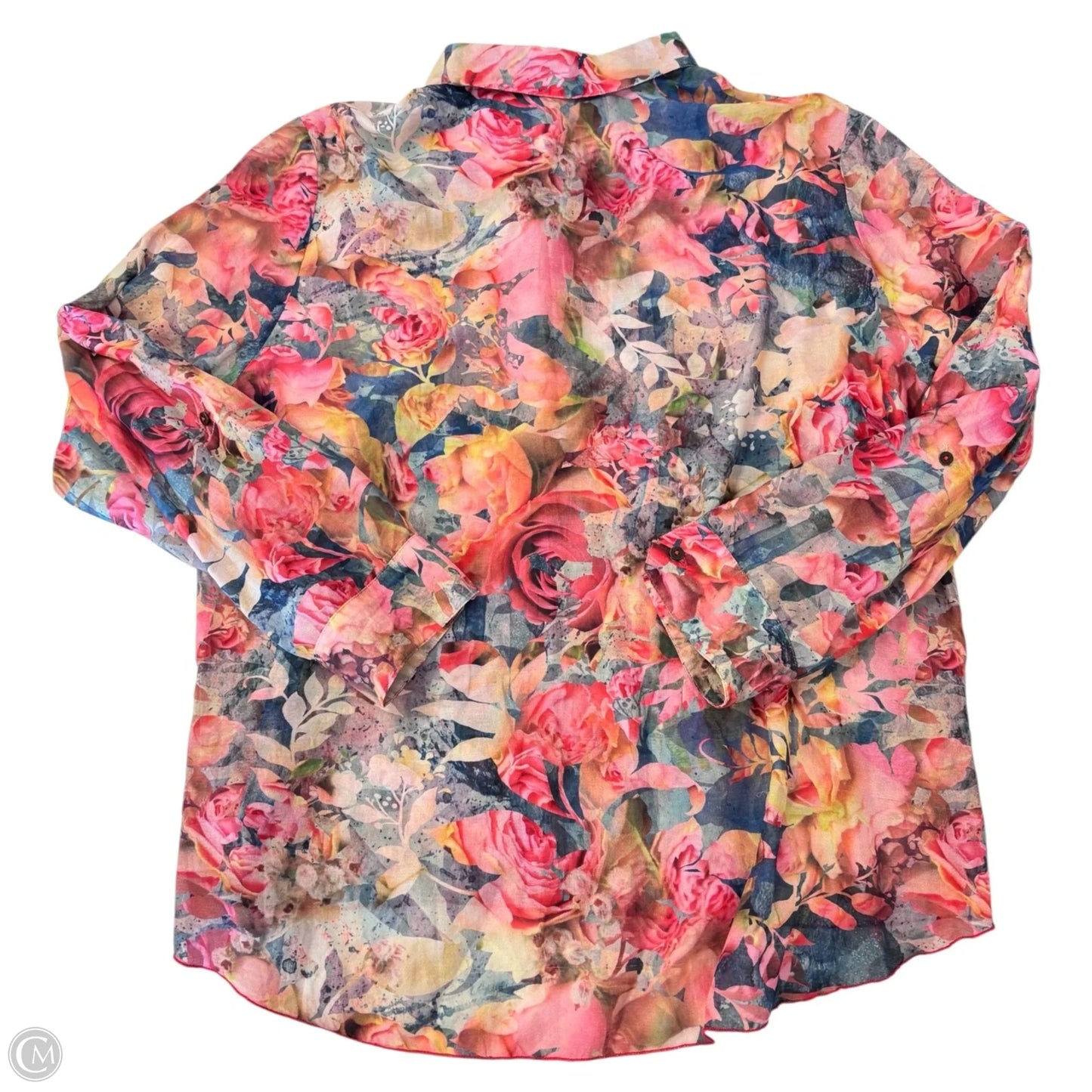 Blouse Long Sleeve By Johnny Was In Floral Print, Size: M