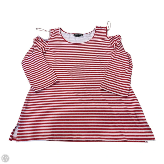 Top Long Sleeve By Clothes Mentor In Red White, Size: Xl