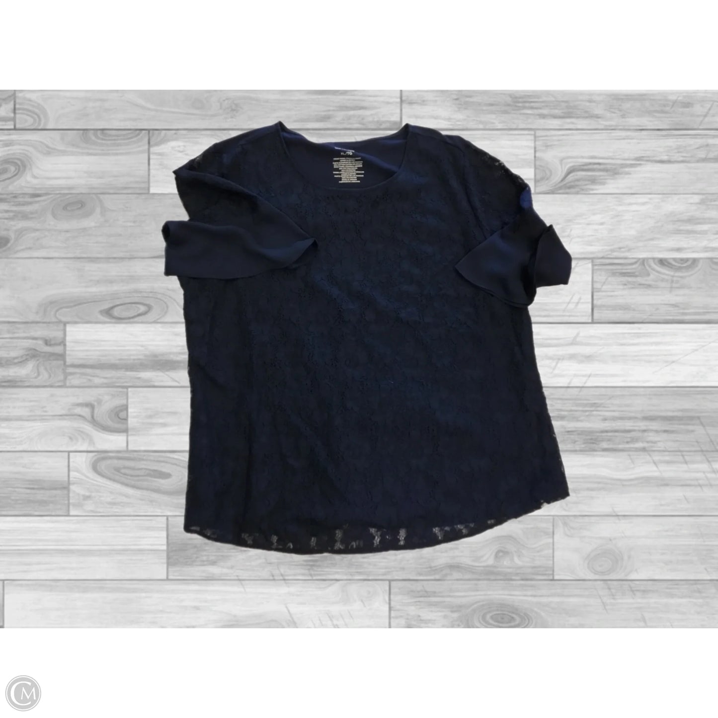 Top 3/4 Sleeve By Van Heusen In Navy, Size: Xl