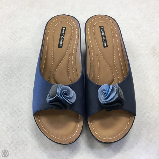 Sandals Heels Block By Clothes Mentor In Navy, Size: 8