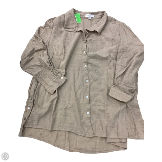 Top 3/4 Sleeve By New Directions In Tan, Size: 3x