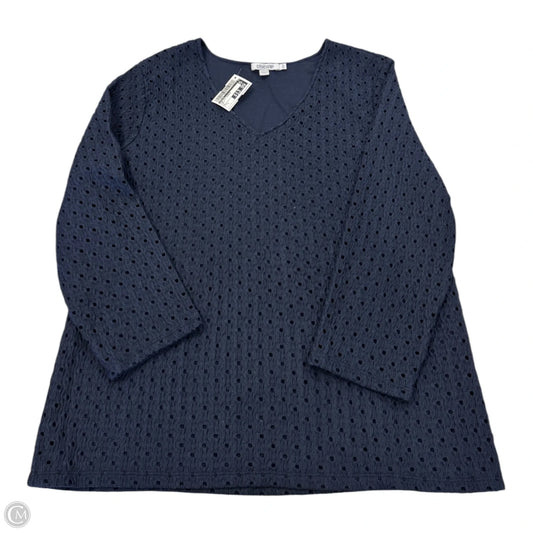 Top 3/4 Sleeve By Chicos In Navy, Size: L