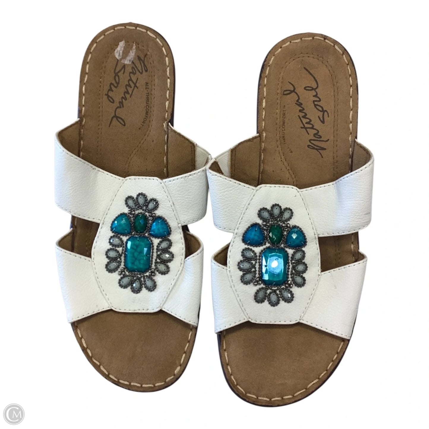 Sandals Heels Block By Natural Soul In White, Size: 7.5