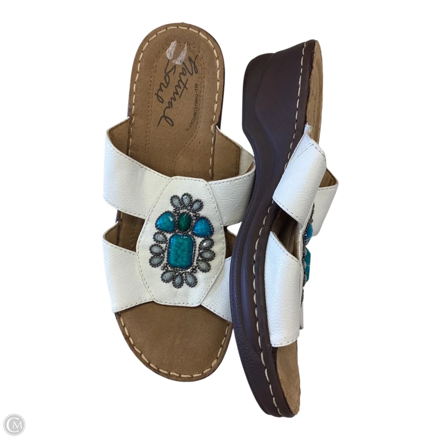 Sandals Heels Block By Natural Soul In White, Size: 7.5
