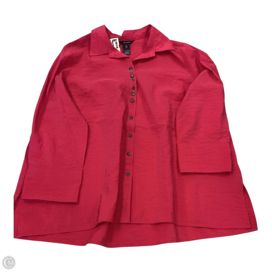 Top 3/4 Sleeve By Ali Miles In Pink, Size: 1x