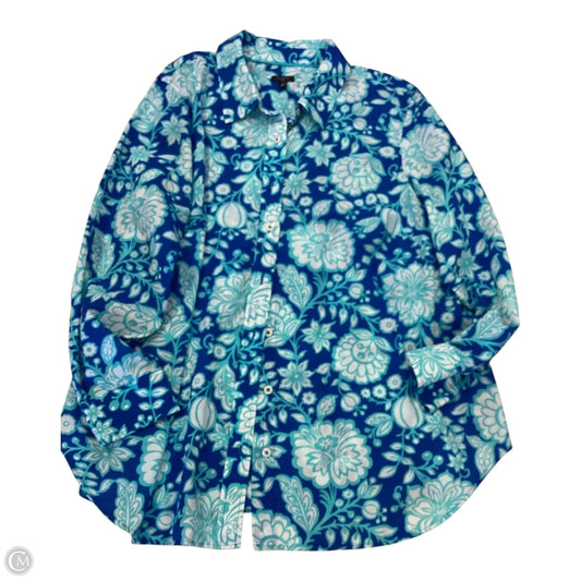 Top Long Sleeve By Talbots In Blue, Size: 2x