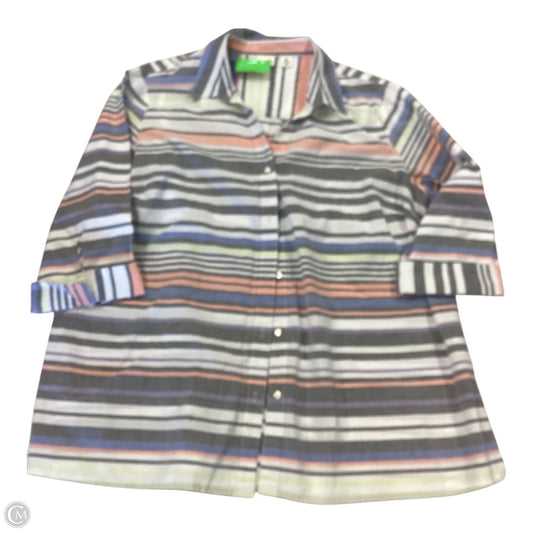 Top 3/4 Sleeve By West Bound In Striped Pattern, Size: 2x