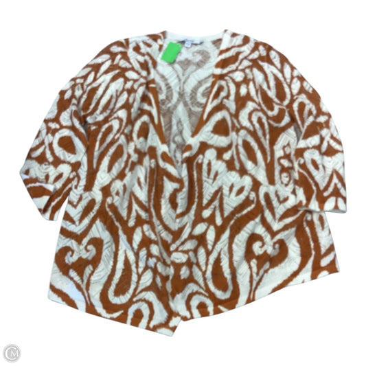 Cardigan By Chicos In Orange & White, Size: M