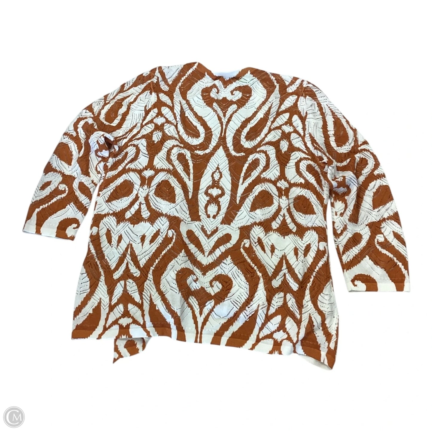 Cardigan By Chicos In Orange & White, Size: M