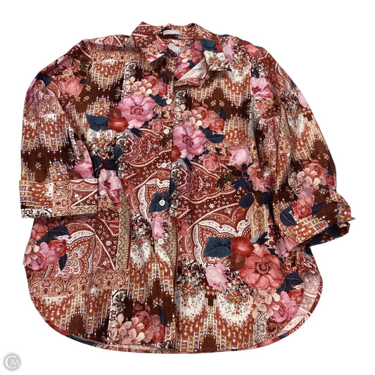 Top Long Sleeve By Chicos In Floral Print, Size: M