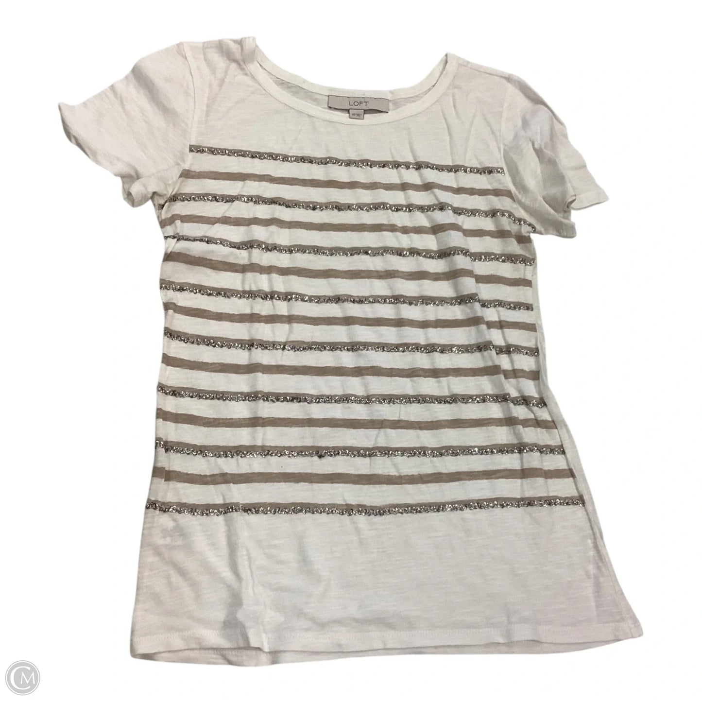 Top Short Sleeve By Loft In Cream, Size: Xs