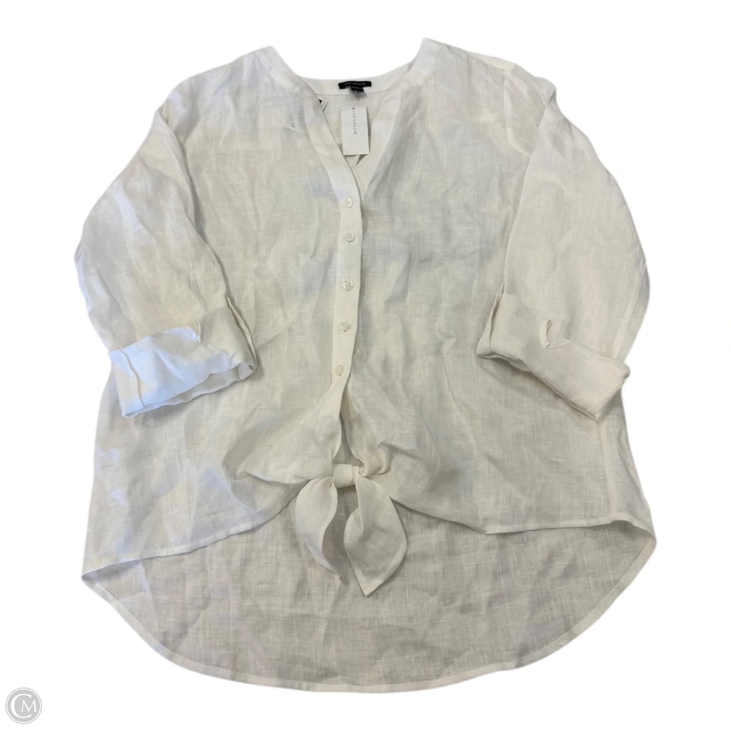 Top Long Sleeve By Ann Taylor In White, Size: M