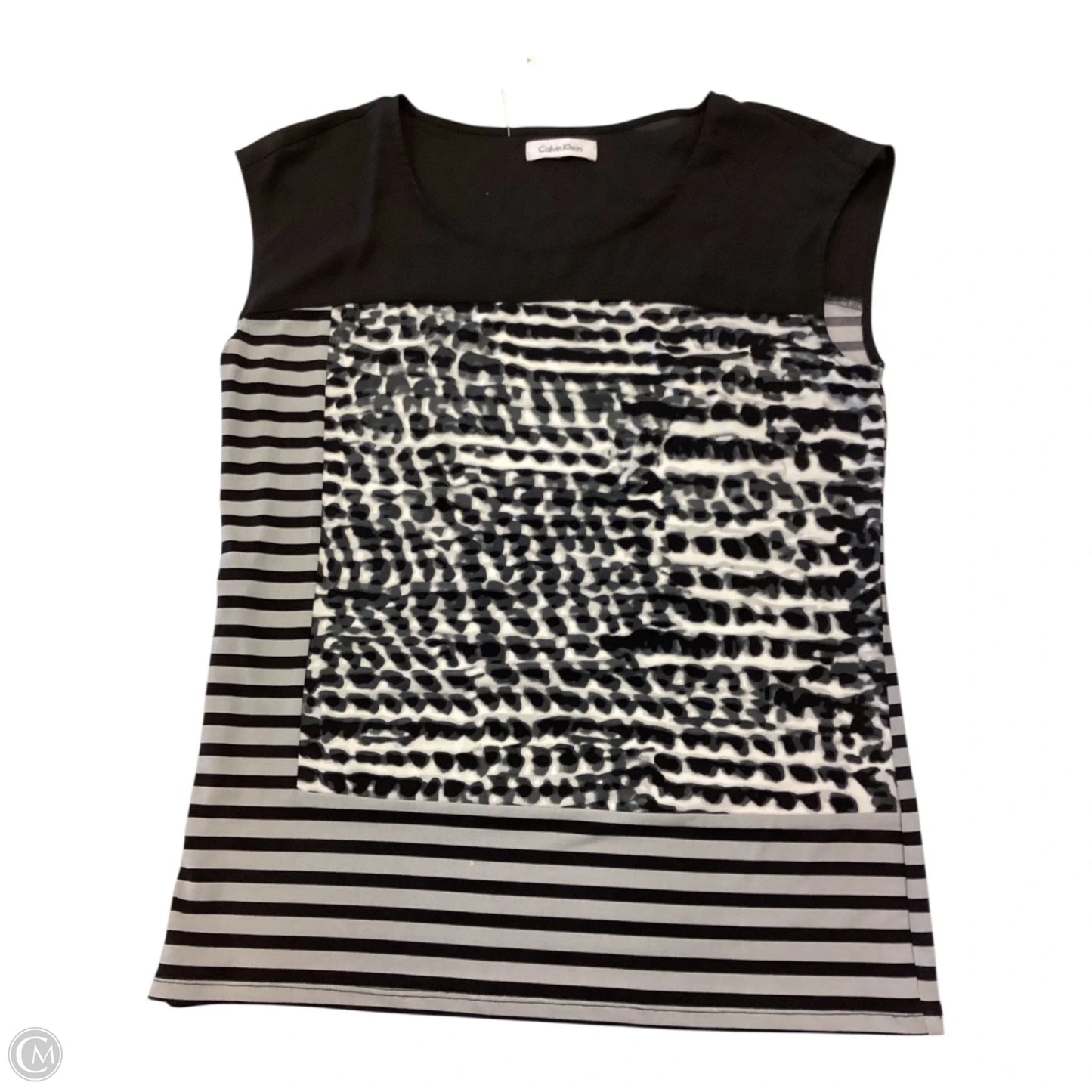 Top Short Sleeve By Calvin Klein In Black & White, Size: M