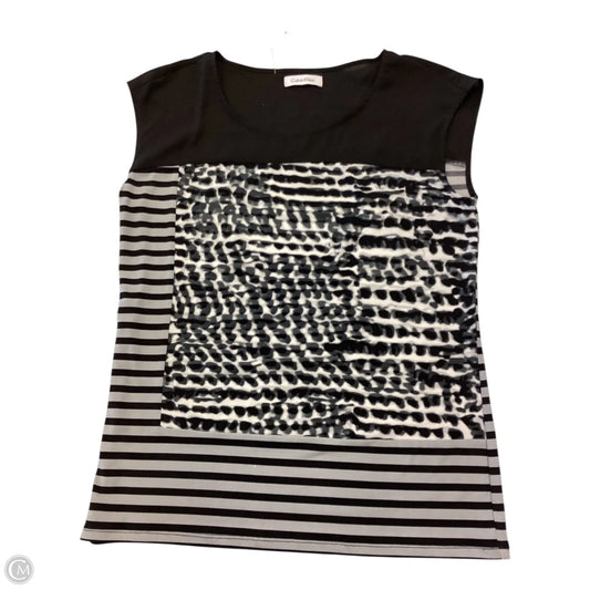 Top Short Sleeve By Calvin Klein In Black & White, Size: M