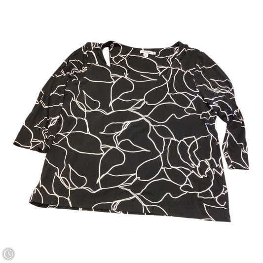 Top 3/4 Sleeve By Chicos In Black & White, Size: Xl