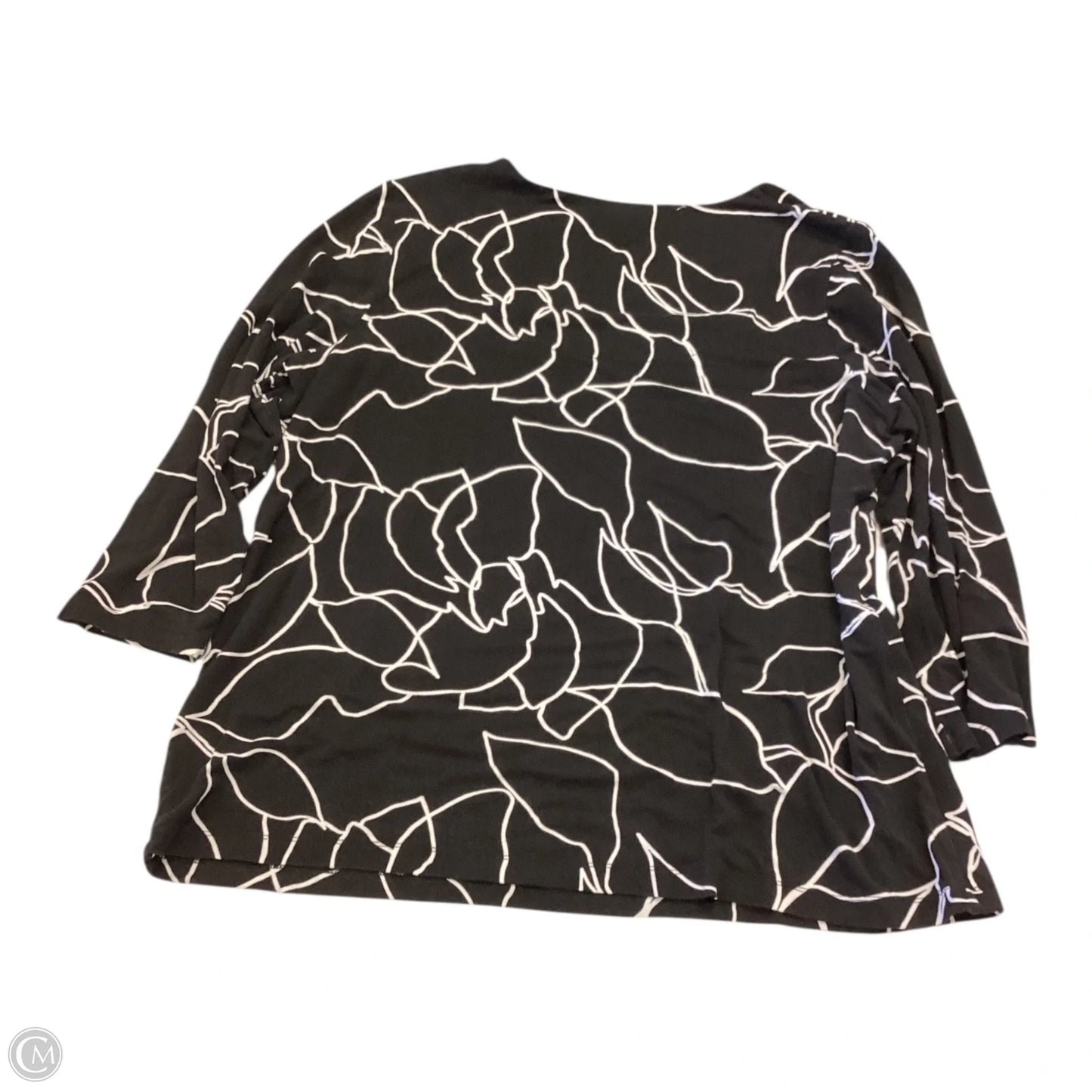 Top 3/4 Sleeve By Chicos In Black & White, Size: Xl