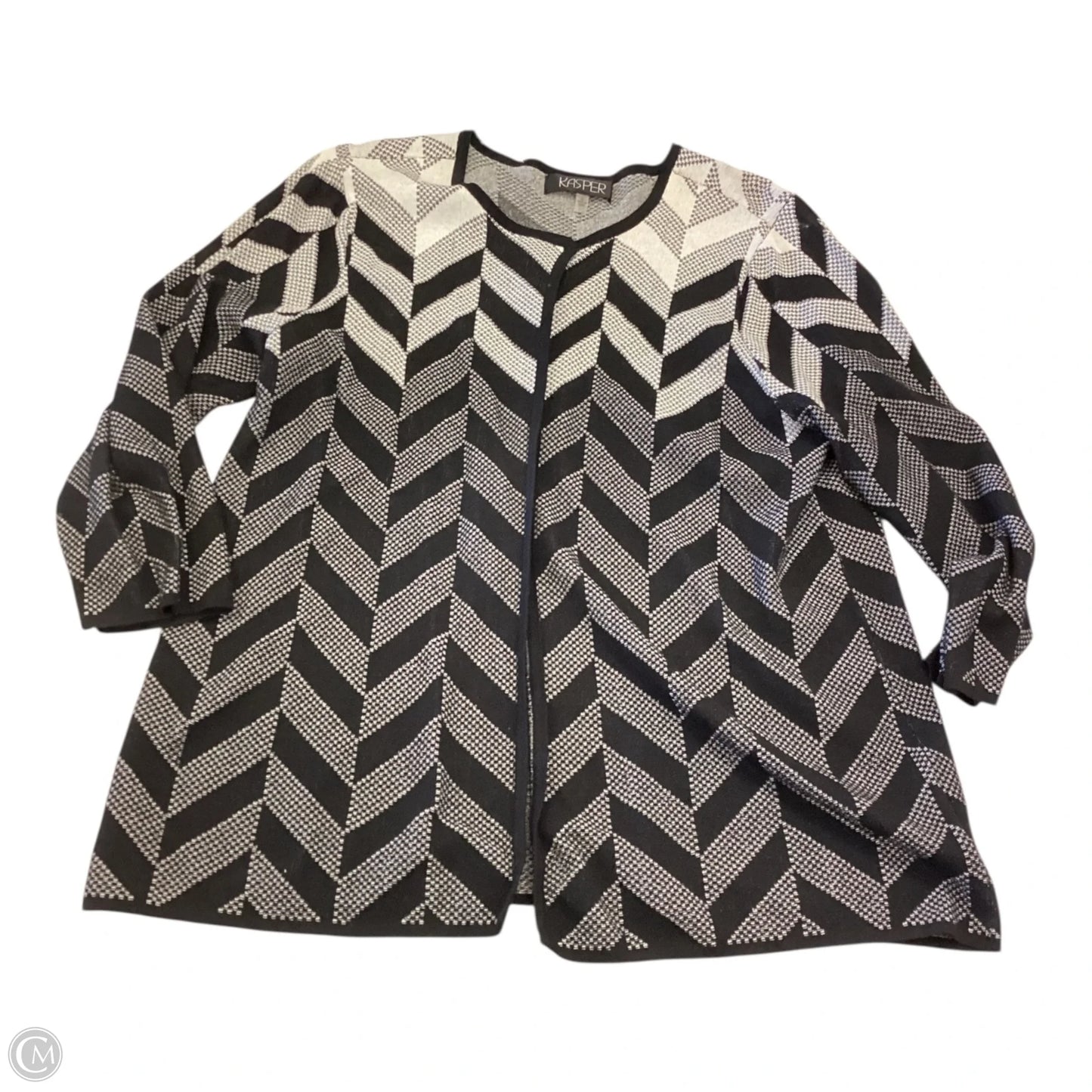 Cardigan By Kasper In Black & White, Size: Xl