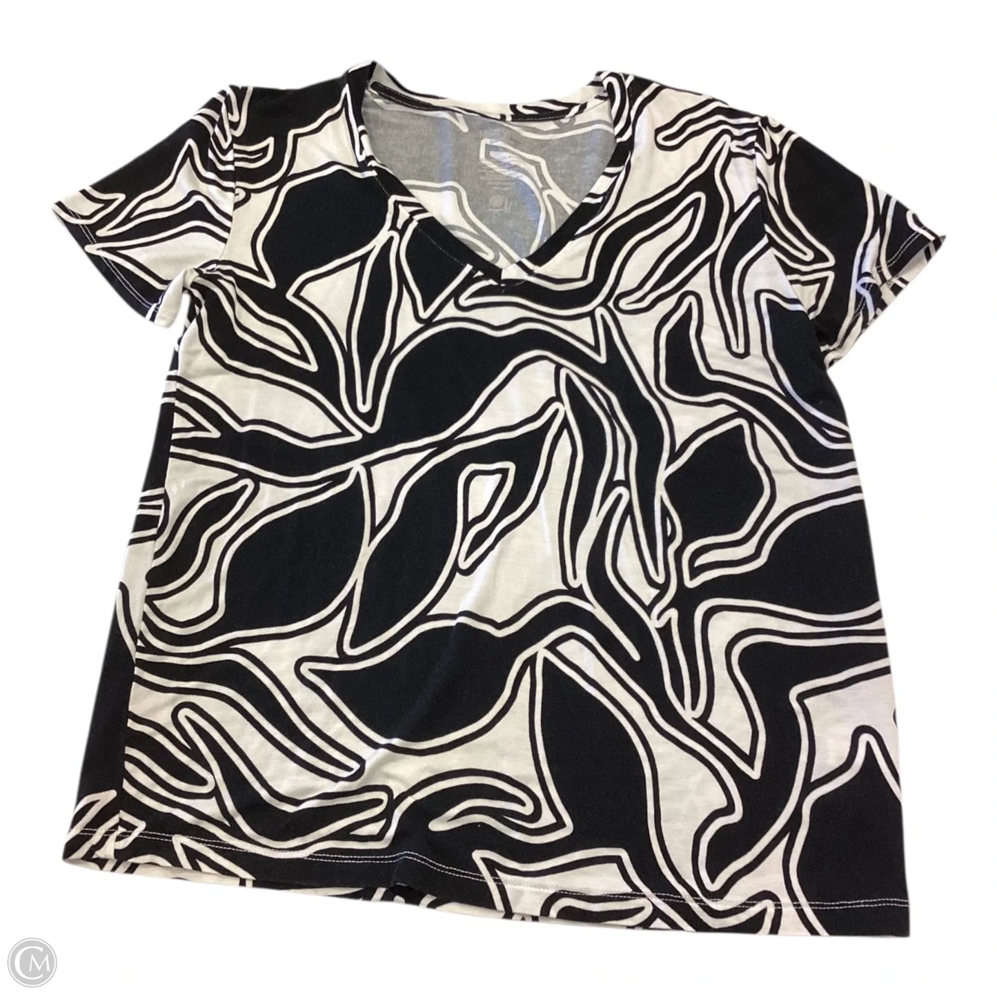 Top Short Sleeve By Nine West In Black & White, Size: S
