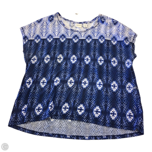 Top Short Sleeve By Chicos In Blue & White, Size: Xl