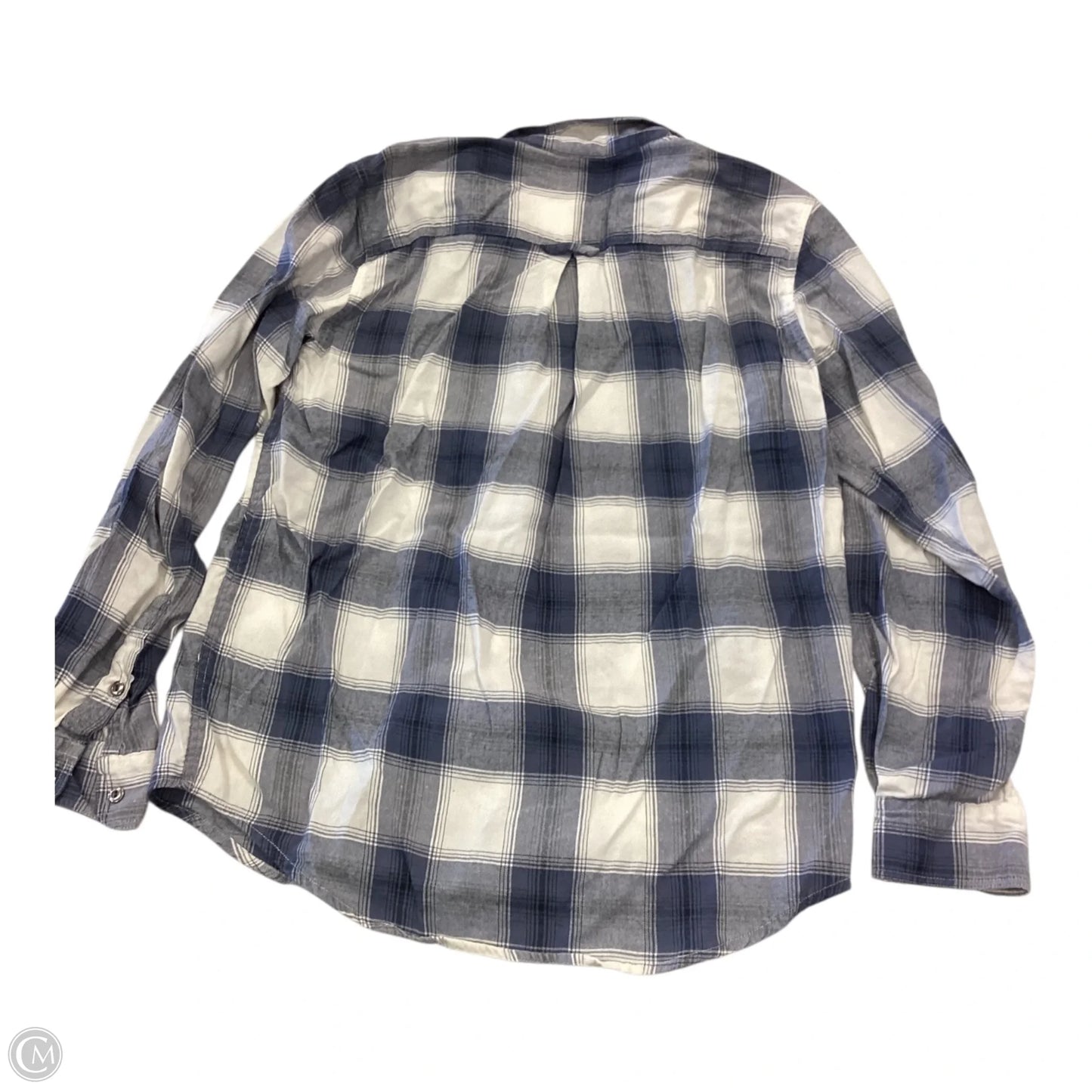 Top Long Sleeve By Ann Taylor In Blue & White, Size: S