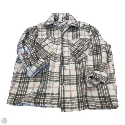 Jacket Fleece By Sans Souci In Cream & Pink, Size: M