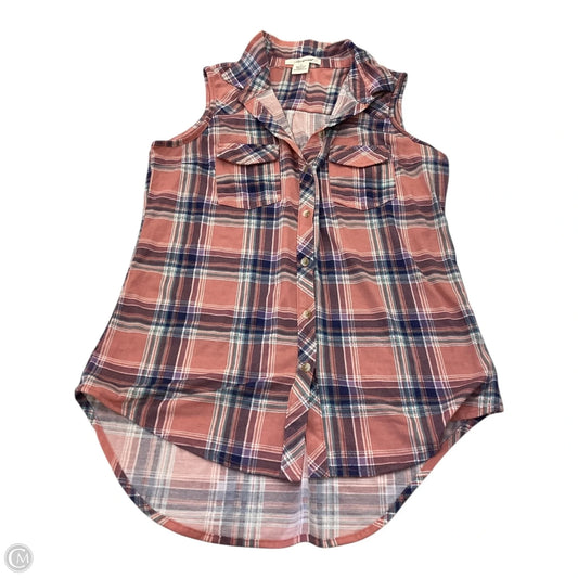 Top Sleeveless By Passport In Plaid Pattern, Size: M