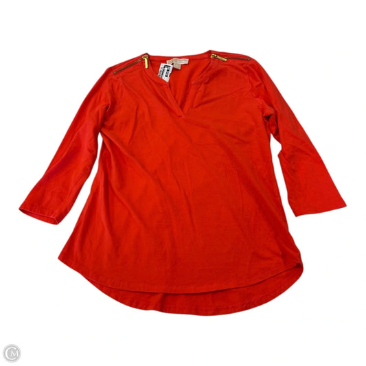 Top 3/4 Sleeve Designer By Michael Kors In Orange, Size: L