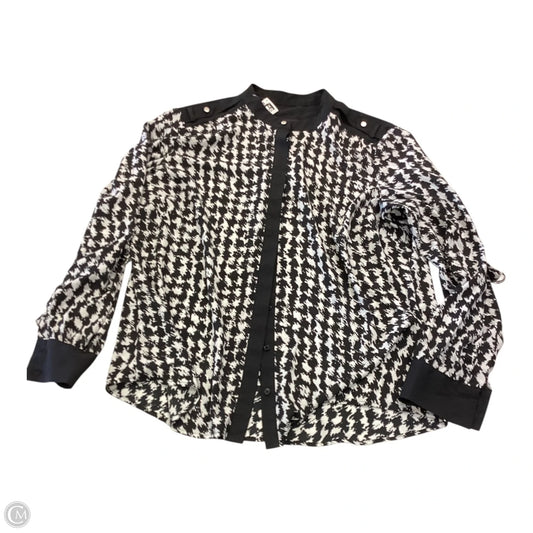 Top Long Sleeve By Dana Buchman In Black & White, Size: L