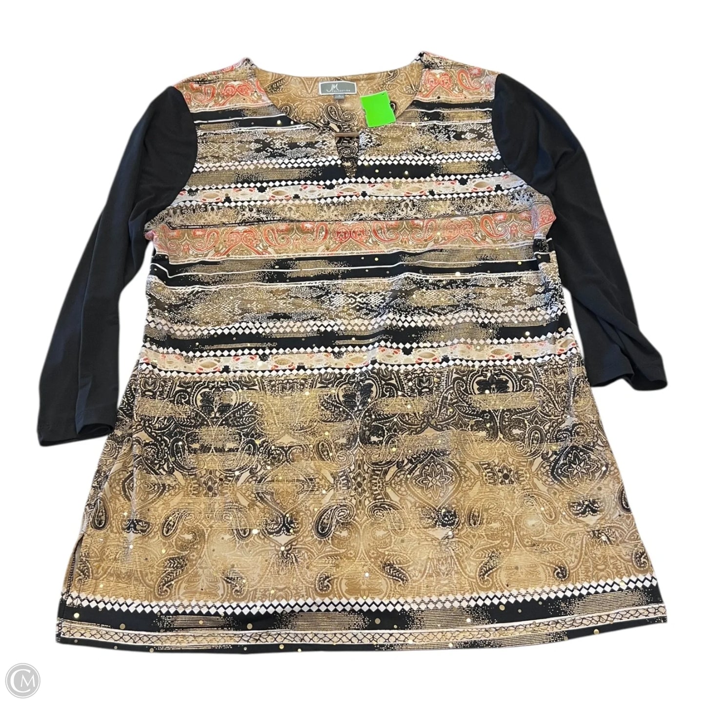 Top 3/4 Sleeve By Jm Collections In Tan, Size: L