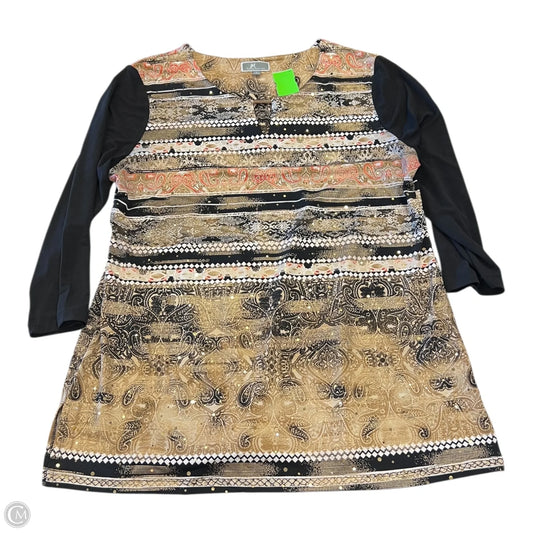 Top 3/4 Sleeve By Jm Collections In Tan, Size: L