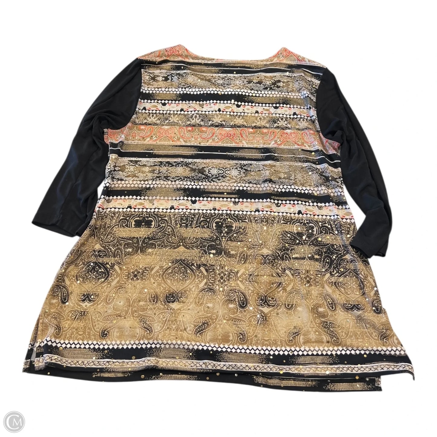 Top 3/4 Sleeve By Jm Collections In Tan, Size: L