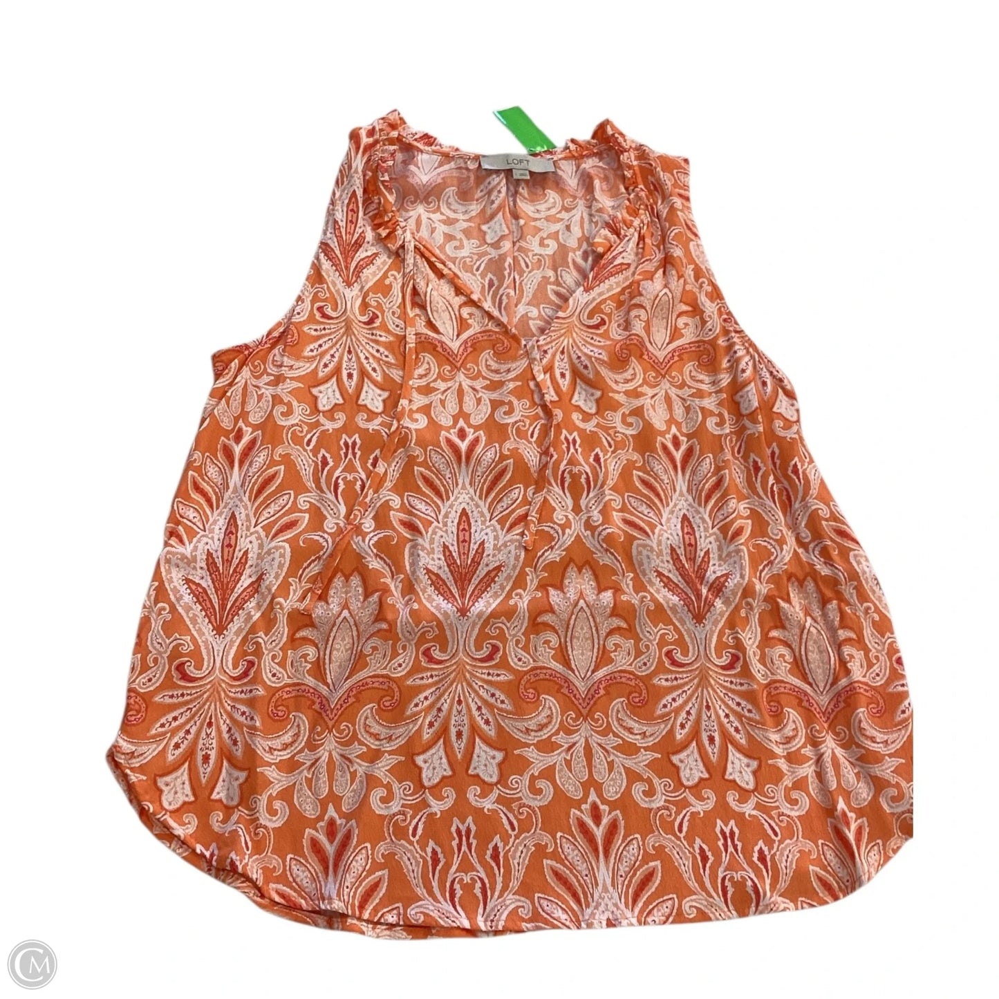 Top Sleeveless By Loft In Orange, Size: L