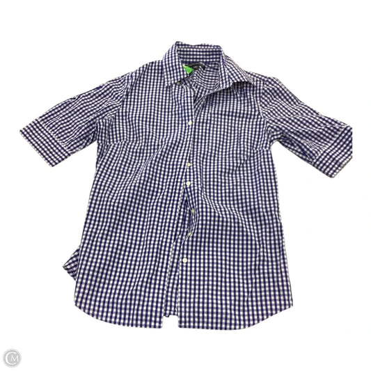 Top Short Sleeve By Banana Republic In Blue & White, Size: S