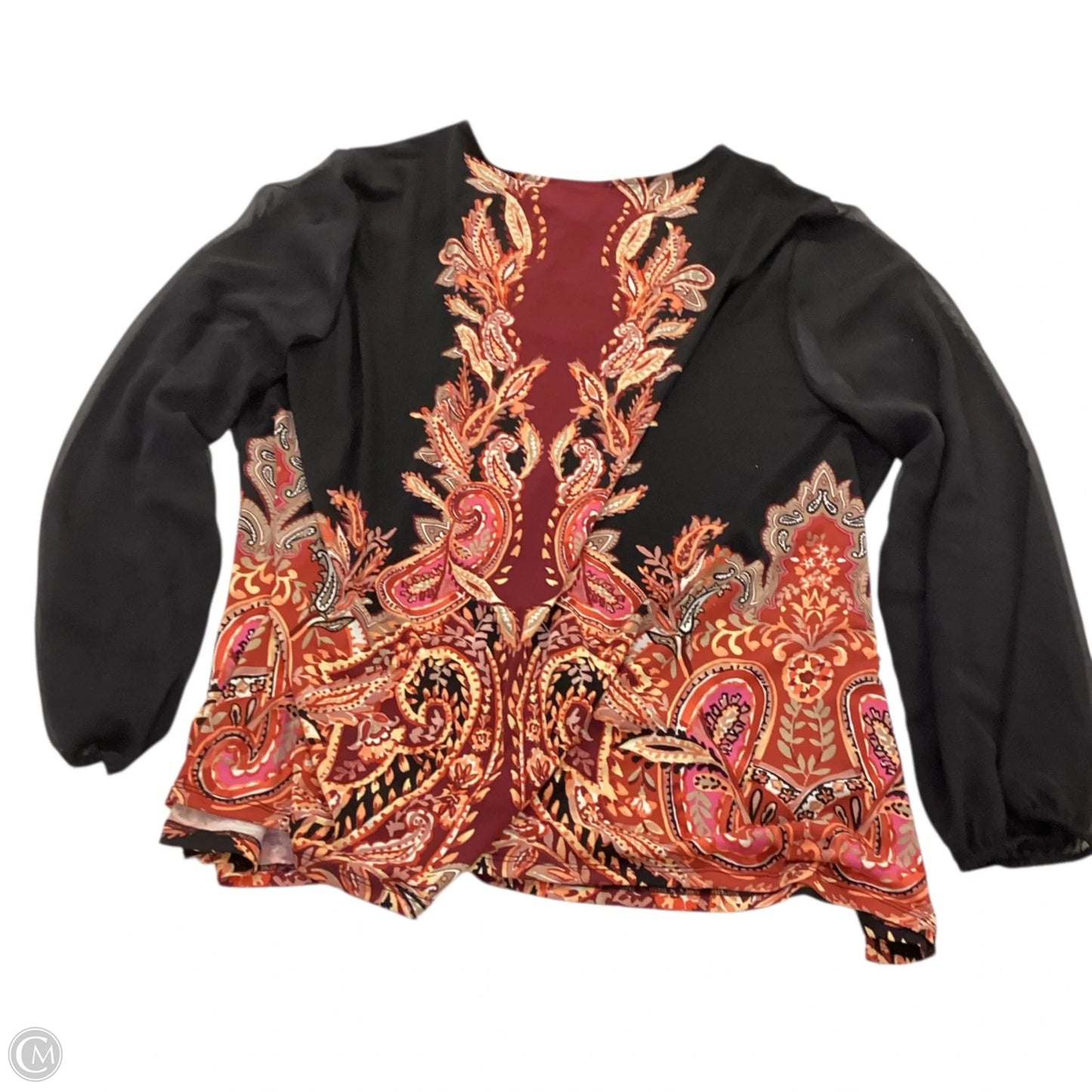 Top 3/4 Sleeve By Jm Collections In Black & Orange, Size: 3x